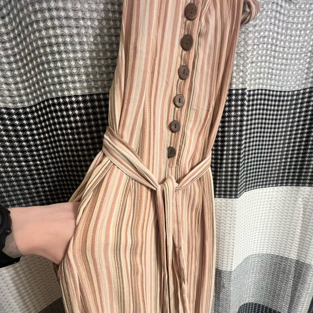American Eagle striped jumpsuit halter neck tie - Picture 4 of 9